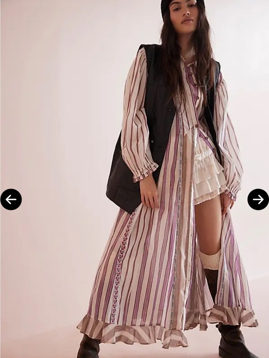 Free People Dresses & Skirts - EUC Free People Sweet Dreams Cream & Purple Striped Maxi Dress. Size XS/S combo